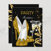 Geburtstagsparty Gold Yellow Shoes Einladung (Vorne/Hinten)