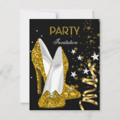 Geburtstagsparty Gold Yellow Shoes Einladung (Vorderseite)