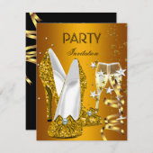 Geburtstagsparty Gold Yellow Shoes Einladung (Vorne/Hinten)