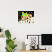 Geburtstagsparty Golden Retriever Poster (Heimbüro)