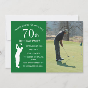 Geburtstagsparty Golfer Green Par Golf Foto Einladung