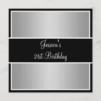 Geburtstagsparty Graue feine Streifen Schwarz & We Einladung