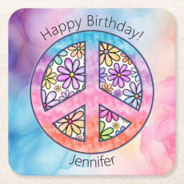 Geburtstagsparty Groovy Hippie Paper Untersetzer