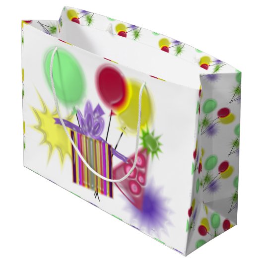 Geburtstagsparty Große Geschenktüte (Rückseite Schrägansicht)