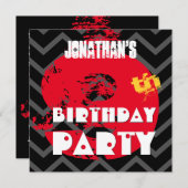 Geburtstagsparty Grunge und Chevrons A09 Einladung (Vorne/Hinten)