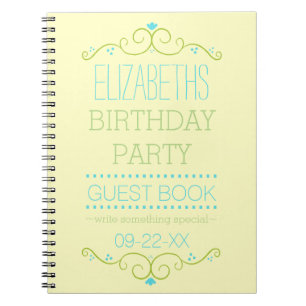 Geburtstagsparty Guest Book - Aqua Blue und Green Notizblock