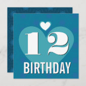 Geburtstagsparty Hearts Aqua V22 Einladung (Vorne/Hinten)