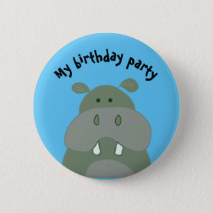 Geburtstagsparty-Hippo "my Geburtday Party" Button