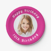 Geburtstagsparty Hot Rosa Foto Girl Pappteller (Vorderseite)