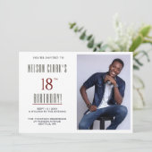 Geburtstagsparty im 18. Foto Einladung (Stehend Vorderseite)