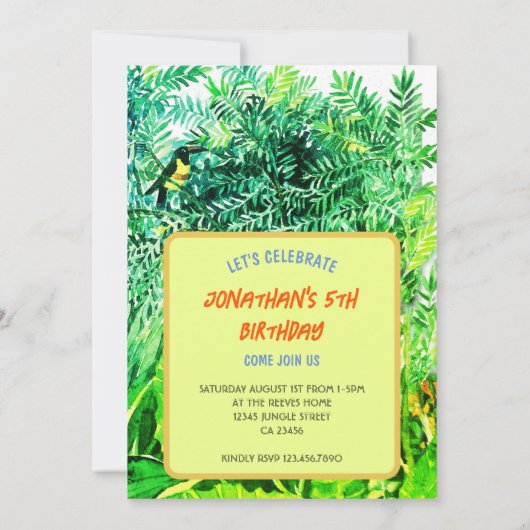 Geburtstagsparty im Dschungel Einladung (Rückseite)