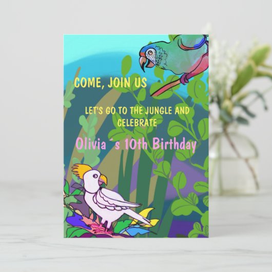 Geburtstagsparty im Dschungel Einladung (Stehend Vorderseite)
