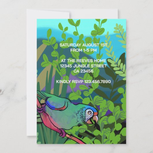 Geburtstagsparty im Dschungel Einladung (Rückseite)