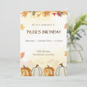 Geburtstagsparty im Herbst Einladung (Stehend Vorderseite)