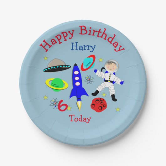 Geburtstagsparty im niedlichen Weltraum Pappteller (Vorderseite)