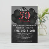 Geburtstagsparty im Schwarzen Ballon Einladung (Stehend Vorderseite)