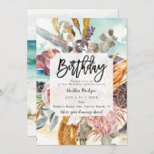 Geburtstagsparty im tropischen Strandflora Einladung (Vorne/Hinten)