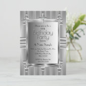 Geburtstagsparty-Imitate Silver Chrome Metal Einladung (Stehend Vorderseite)
