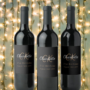 Geburtstagsparty in Black Gold Weinetikett
