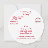 Geburtstagsparty in Gestalt eines Baseballs Einladung (Rückseite)