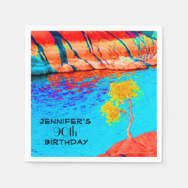 Geburtstagsparty, jedes Alter, goldgelbes Baumpapi Serviette