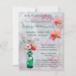 Geburtstagsparty, jedes Alter Wasserfarben Blume Einladung