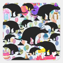 Geburtstagsparty Kackend Hund Quadratischer Aufkleber