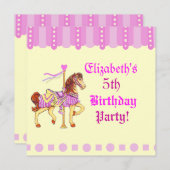 Geburtstagsparty Karussell Pferd Einladung (Vorne/Hinten)
