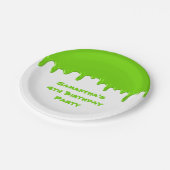 Geburtstagsparty Kindergrüner Spaß Slime Tropfen Pappteller (Schrägansicht)