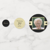 Geburtstagsparty Konfetti mit Foto in Schwarz (Vorderseiten)