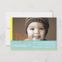 Geburtstagsparty lädt mein Foto Blaugelbes Orange 