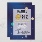 Geburtstagsparty lädt Raumgalaxie-Planeten 1. Einladung (Vorne/Hinten)