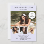 Geburtstagsparty Lavendel Foto Collage Einladung (Vorderseite)