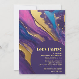 Geburtstagsparty-Let's Party-Abstrakt Flow Art- Einladung