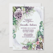 Geburtstagsparty Lila Blumenblätterelegante Elegan Einladung (Vorderseite)