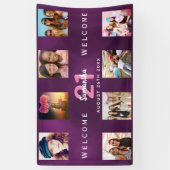 Geburtstagsparty Lila Foto Collage willkommen Banner (Vertikal)