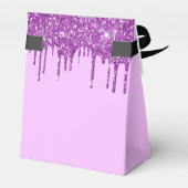 Geburtstagsparty lila Glitzer Tropfen glamourös Geschenkschachtel (Rückseite)