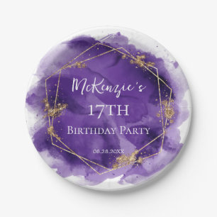 Geburtstagsparty lila Lavendel und Goldwasser Pappteller
