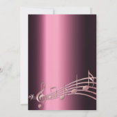 Geburtstagsparty lila Rose Gold Musiknote Einladung (Rückseite)