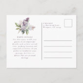 Geburtstagsparty Lila Spring Lilac Blume Einladungspostkarte (Rückseite)