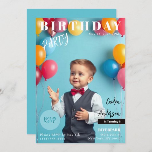 Geburtstagsparty Magazine Cover Einladung (Vorne/Hinten)