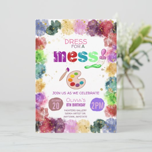 Geburtstagsparty Malerei Einladung (Stehend Vorderseite)
