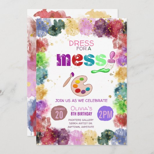 Geburtstagsparty Malerei Einladung (Vorne/Hinten)