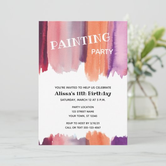 Geburtstagsparty Malerei Einladung (Stehend Vorderseite)