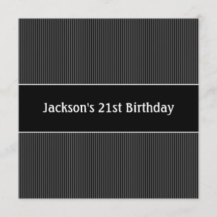 Geburtstagsparty Masculine Schwarz & Grau Streifen Einladung