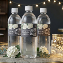 Geburtstagsparty Mason Jars String Lights Blume Wasserflaschenetikett