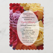 Geburtstagsparty - mehrfarbige Rose Einladung (Vorne/Hinten)