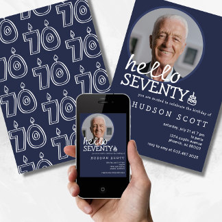 Geburtstagsparty Mens Foto Siebzigjährige Marine B Einladung