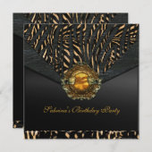 Geburtstagsparty Metal Black Jewel Animal Einladung (Vorne/Hinten)