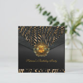 Geburtstagsparty Metal Black Jewel Animal Einladung (Stehend Vorderseite)